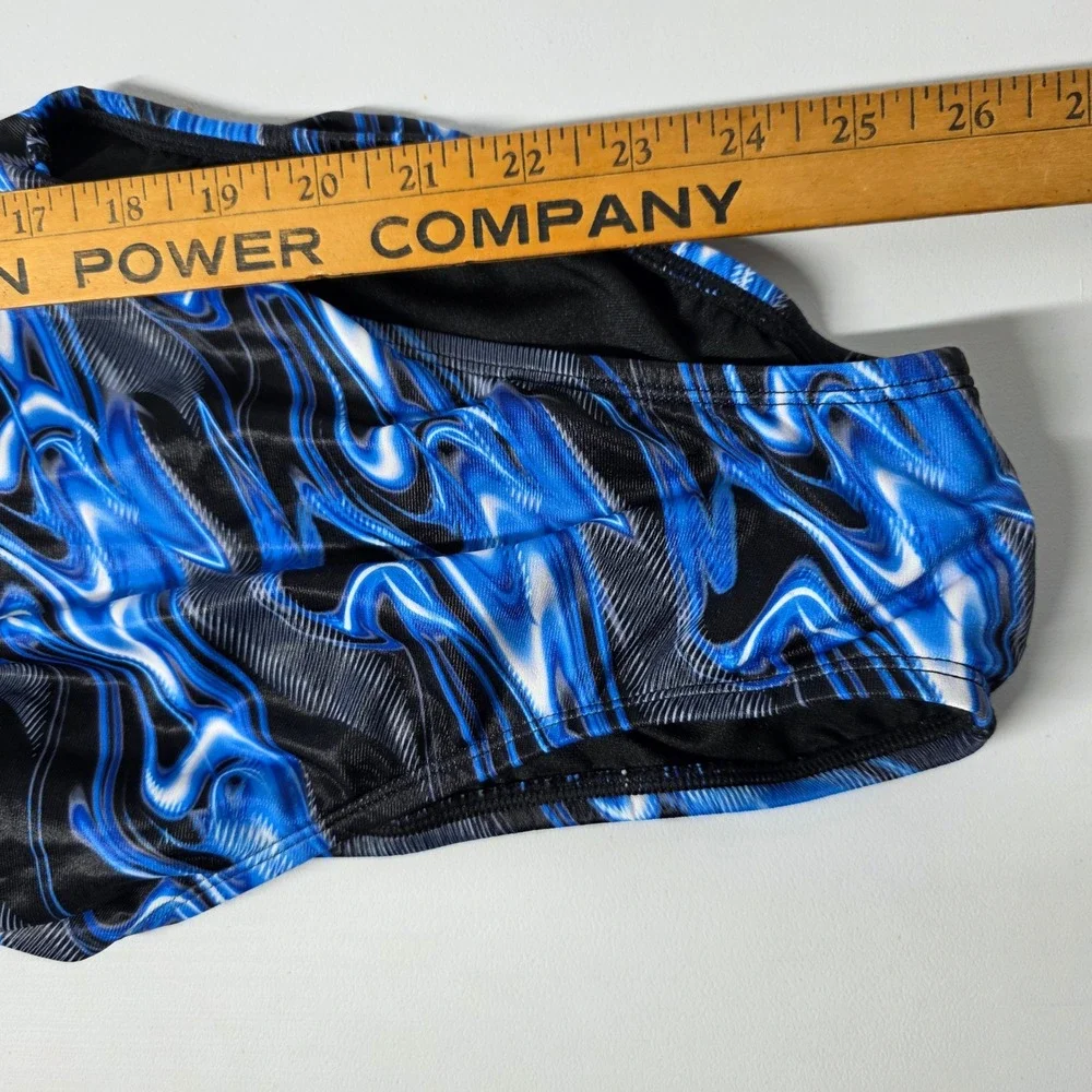 Dolfin‎ Womens One Piece Swimsuit Size 36 Blue Flame Swirl Athletic Training